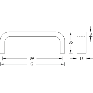 Möbelgriff Messing MG 15-8 Messing chrom poliert BA=96 mm