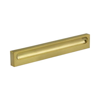 Stainless steel furniture handle with recessed grip CUBE R2 stainless steel PVD matt brass 352 mm