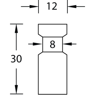 Möbelknopf Spin-M, D=12 mm H=30 mm, Messing poliert