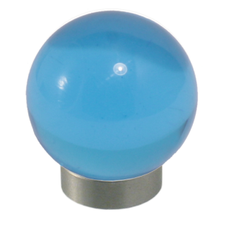 Möbelknopf Glases Ball 25 mm Edelstahl poliert hellblau