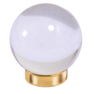 Möbelknopf Glases Ball 25 mm Messing poliert farblos