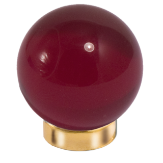 Möbelknopf Glases Ball 25 mm Messing poliert dunkelrot