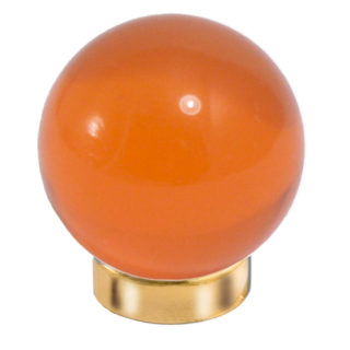 Möbelknopf Glases Ball 25 mm Messing poliert orange