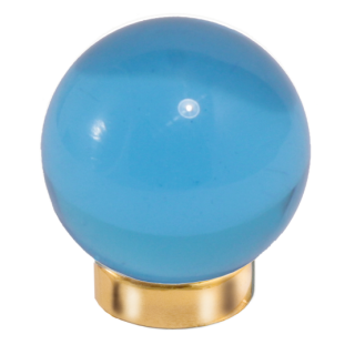 Möbelknopf Glases Ball 30 mm Messing poliert hellblau