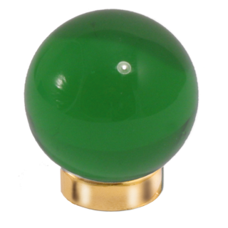 Möbelknopf Glases Ball 30 mm Messing poliert grün