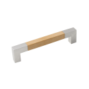 Furniture handle wood ELEGANCE BA=128 mm polished chrome beech