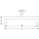 Möbelgriff CUBE LINE D=10x10 mm Edelstahl PVD Messing poliert BA=96 mm