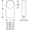 Halterung für Kleiderstange Edelstahl RS Endhalter links D=22 mm H=75 mm Edelstahl poliert