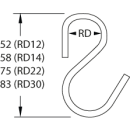 S-Haken E 5, RD=12 mm   Edelstahl matt