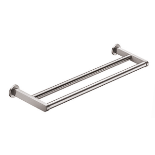 METRIC screw-on bath and towel rail, double satin stainless steel