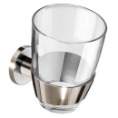 Glass toothbrush tumbler with holder METRIC