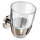 Glass toothbrush tumbler with METRIC holder for gluing Polished stainless steel