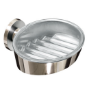 Soap holder METRIC with glass dish Adhesive polished stainless steel