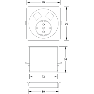 Kabeldurchlass Tischsteckdose Metall Zyp N-Box Point schwarz matt