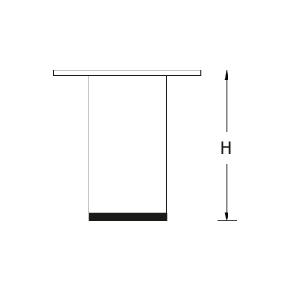 Tischfuß TUBULAR, D50/H450 mm Edelstahl matt, PVC-Abschluß