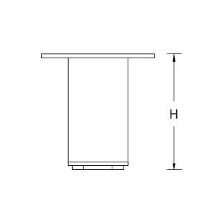 Tischfuß TUBULAR, D50/H450 mm Edelstahl, Stellteller gerade