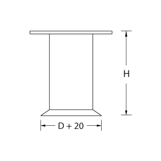 Tischfuß TUBULAR, D50/H450 mm Edelstahl, Stellteller gerade