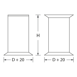 Tischfuß für Glas Edelstahl Tubular GL PVC standard H=450 mm Ø=80 mm