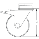 ALU swivel castor with foot insert, D=80/100 mm, galvanized, w. brake