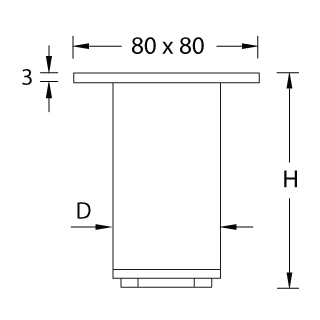 Möbelfuß TUBIX, D=30 mm H=80 mm, Edelstahl matt