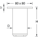 Furniture leg "TUBIX", D=30 mm H=80 mm, satin stainless steel
