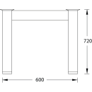 Tischgestell TG40-4, H=720 mm,600x600 mm, kleben, Edelstahl
