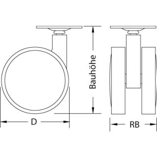 Lenkrolle TECHLINE, D=50 mm Kunststoff grau, ohne Bremse