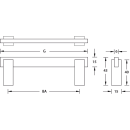 Furniture handle stainless steel VERTIC 3 BA=128 mm Stainless steel matt