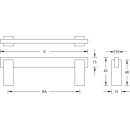 Furniture handle stainless steel VERTIC 3 BA=288 mm Stainless steel matt