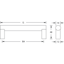 Furniture handle stainless steel base 12 x 12 mm Q-Base 96 mm stainless steel matt