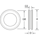 Muschelgriff "Inline G75",  f.Glas 8 mm, Edelstahl matt
