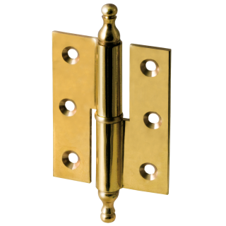 Furniture hinge brass series 301 with decorative head 50 mm straight 6 mm right polished brass