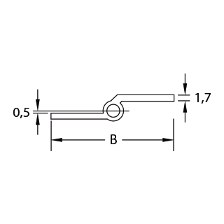 Möbelband Messing Serie 301 mit Zierkopf 50 mm Kröpfung B 8 mm rechts Messing poliert