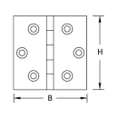 Furniture hinge brass straight H=60 mm W=50 mm brass matt nickel-plated