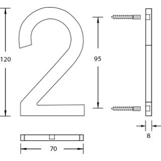 Ziffern und Buchstaben Messing Modell 2193