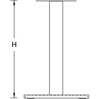 Tischgestell Edelstahl COLUM Q für Holztischplatte für Couchtisch (450 mm) 500 x 500 mm schwarz (RAL 9005)