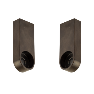 Pair of wardrobe tube bearings for coat rail, blackened stainless steel