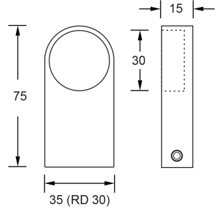 Schrankrohrlager Messing matt für Rohr D=30 mm Endhalter links
