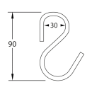 S-Haken flach Edelstahl matt RD=30 mm